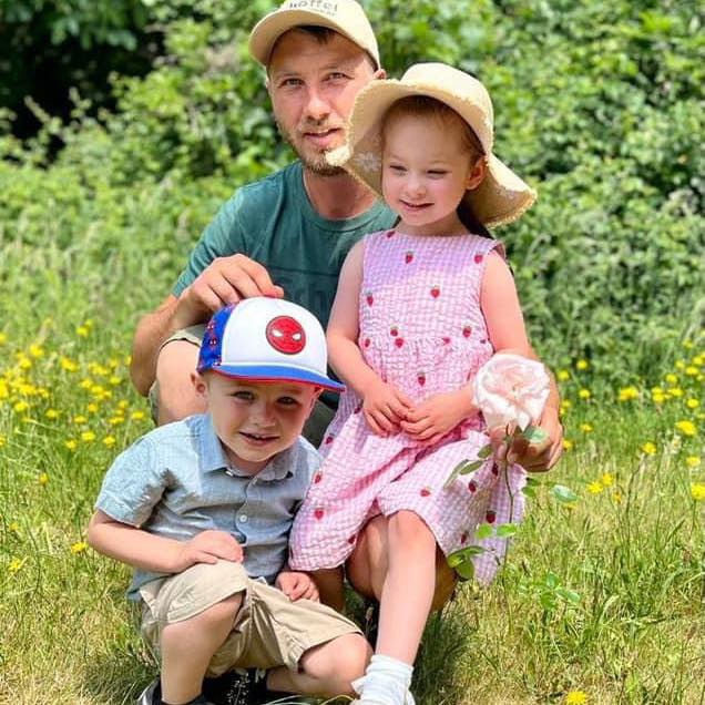 Danny Rodic from Precision Paving and Landscaping with his children